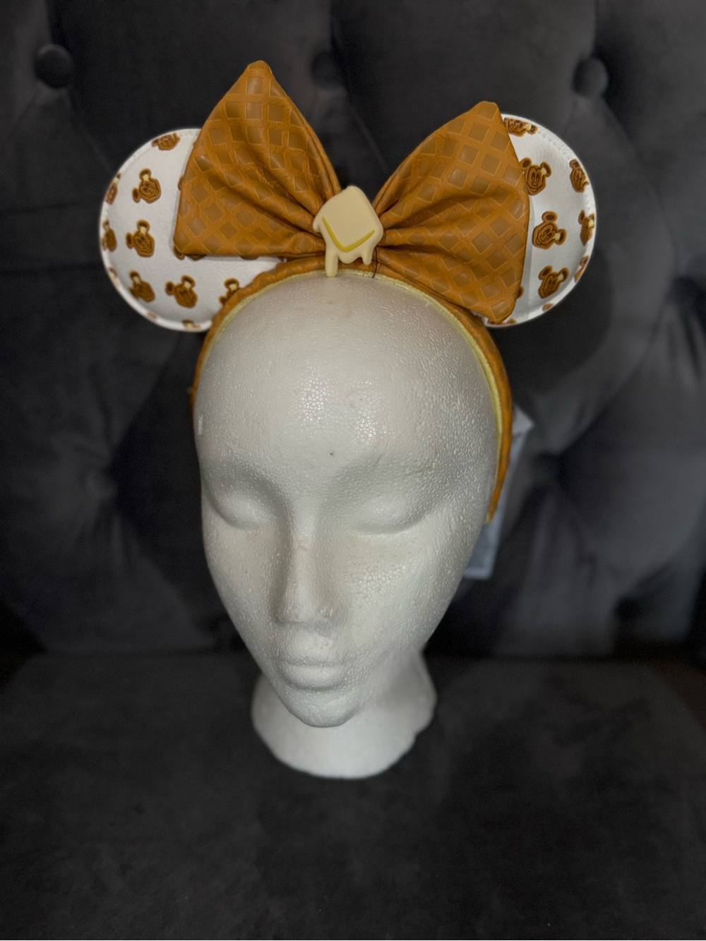 Loungefly Disney parks Mickey Waffle Ear Headband with Bow. HTF NEW Collectible - Picture 11 of 12